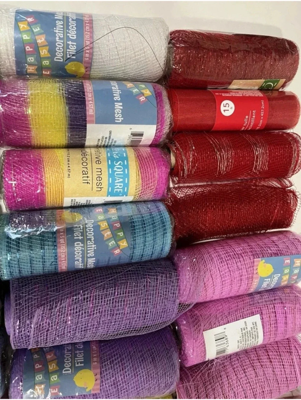 Lot of 35 Decorative Mesh Rolls Craft Wreath Floral Mesh Mixed Colors